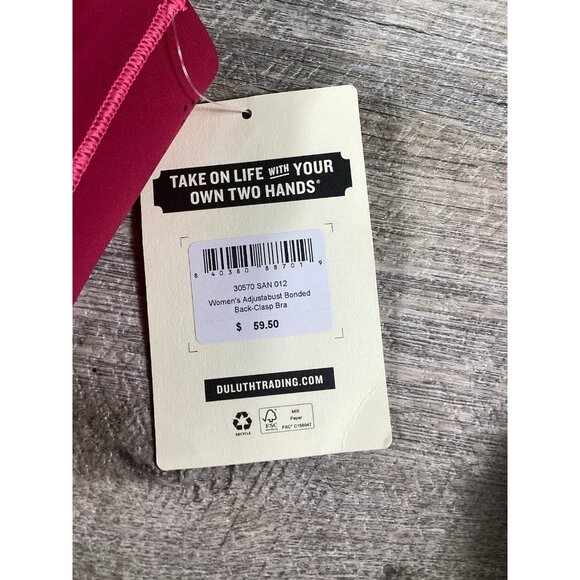 Duluth Trading Womens High Impact Sports Bra Size 12 Pink Adjustable NWT - Picture 3 of 8